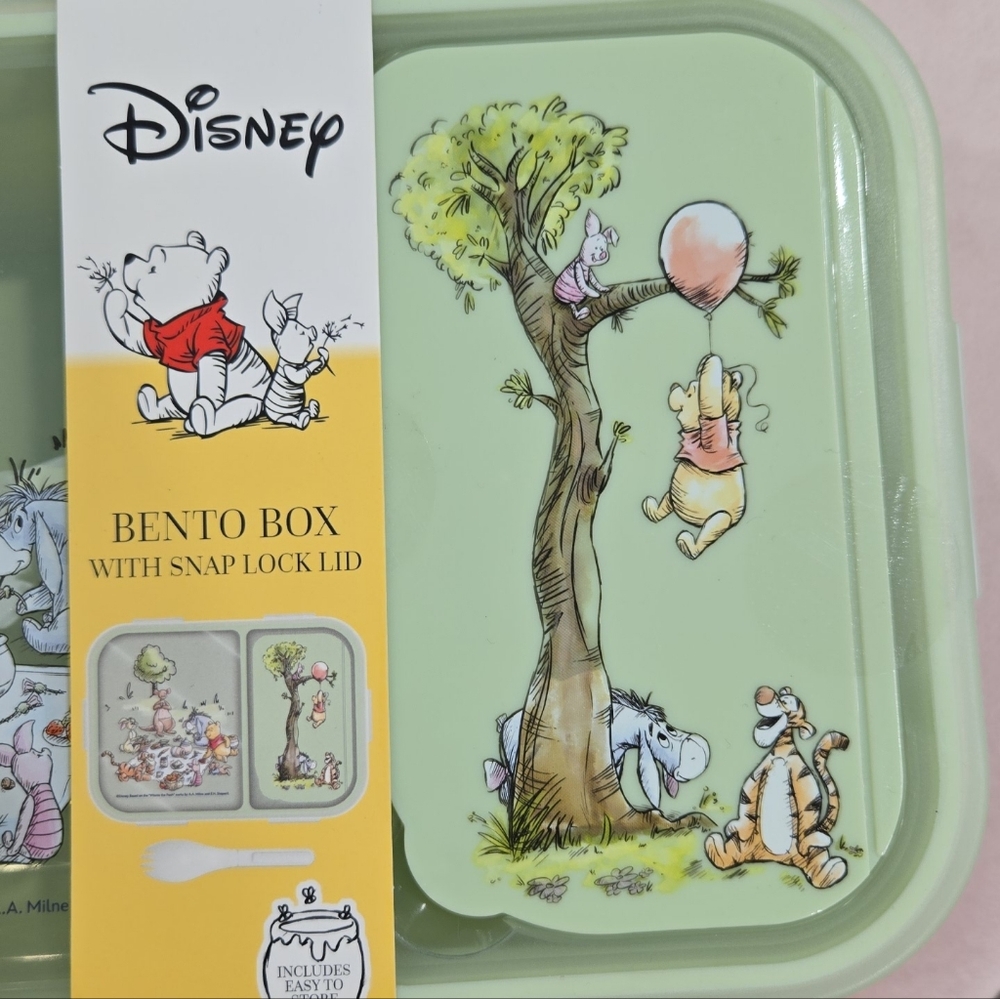 SOLD ‼️ Disney Winnie the Pooh Bento Lunch Box W/ Snap Lock Lid and Spork - Picture 6 of 8